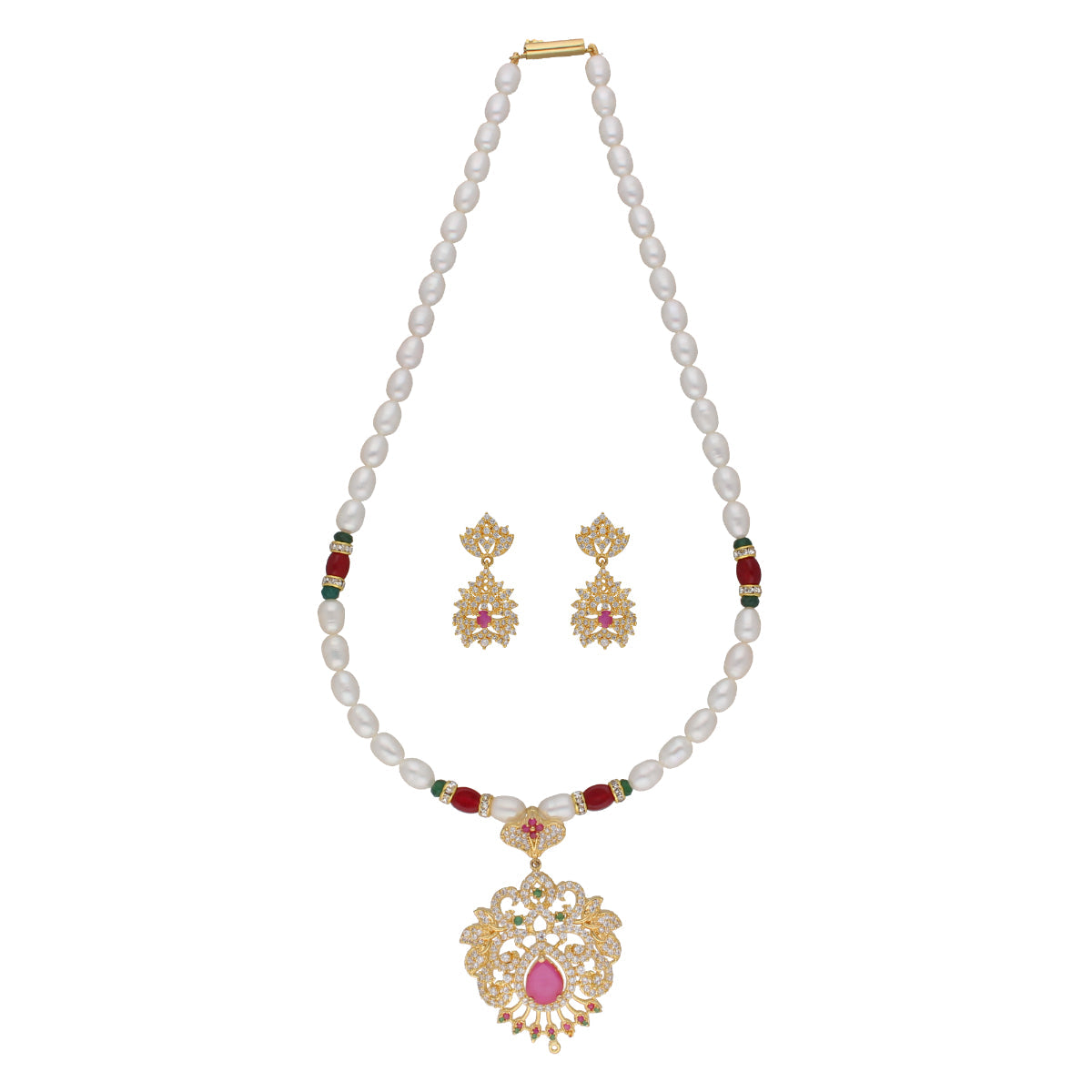 J Pearls Bahgvanti 1 Line Pearl Sets - Real Pearl Jewelry - Swadesiicart