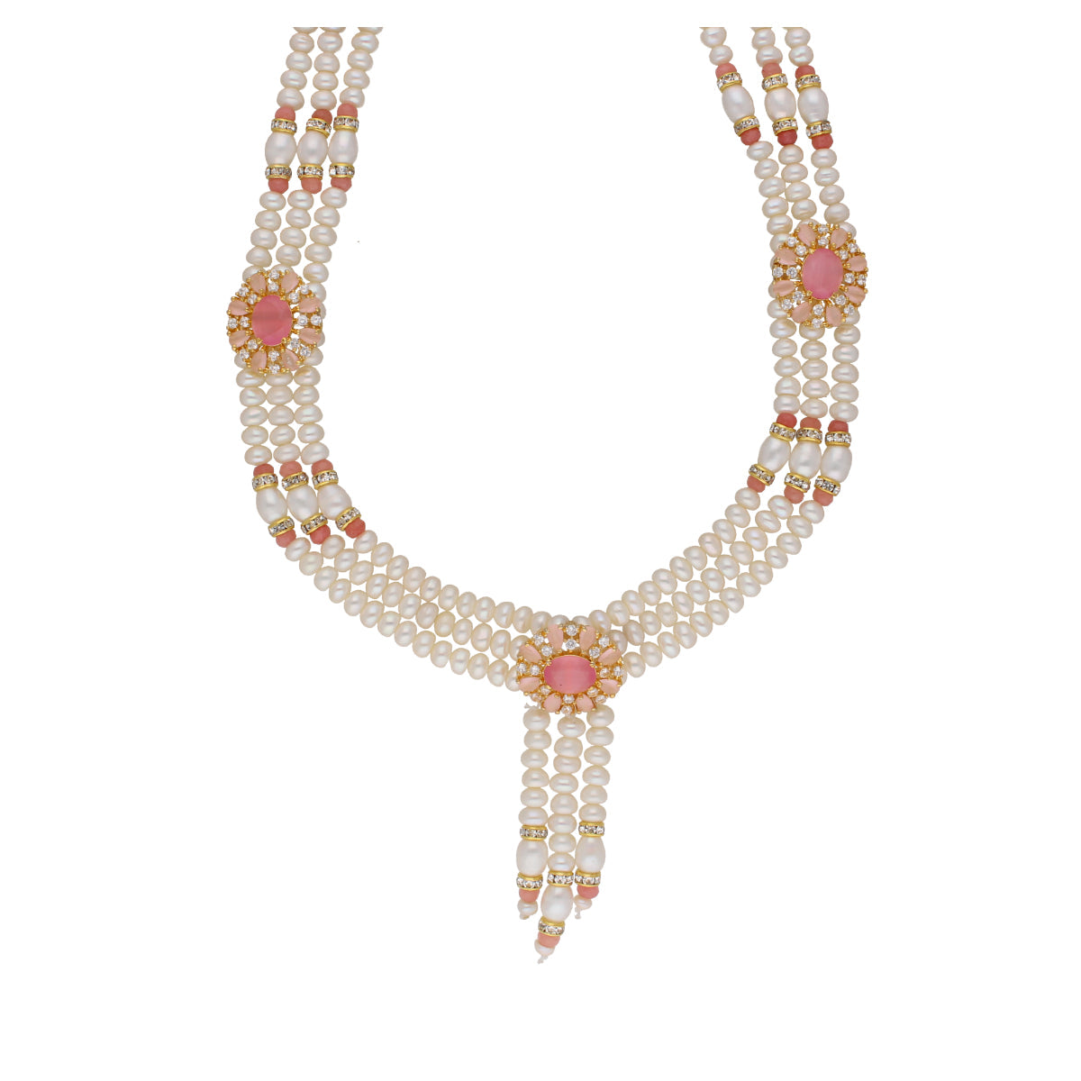 J Pearls Eva 3 Lines Pearl Sets - Real Pearl Jewelry - Swadesiicart