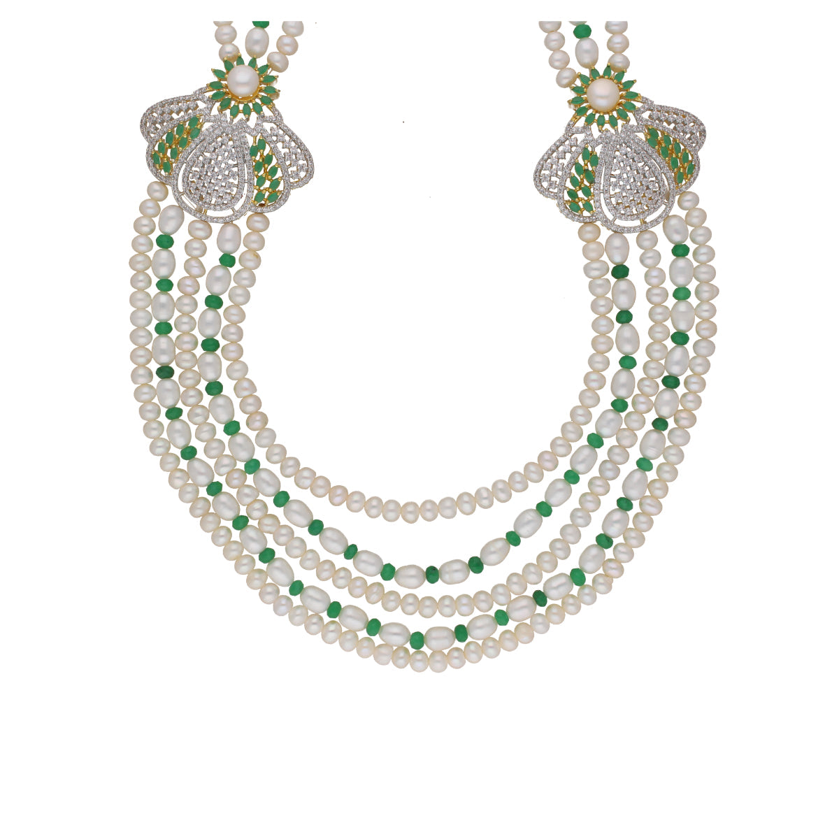 J Pearls Baldar 5 Lines Pearl Sets - Real Pearl Jewelry - Swadesiicart