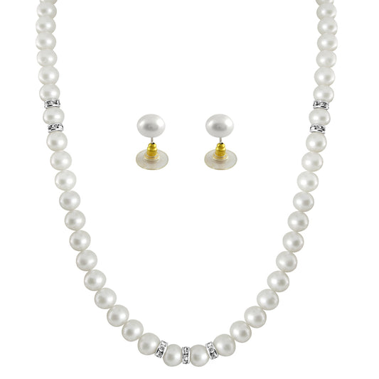 J Pearls White Single Line Pearl Necklace - Real Pearl Jewelry | Swadesiicart