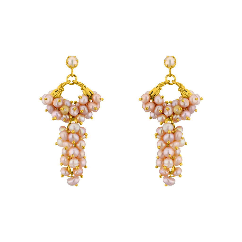 J Pearls Stunning Pink Balis - Real Pearl Jewelry | Swadesiicart