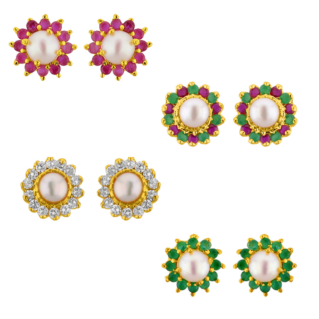 J Pearls Green Earrings - Real Pearl Jewelry | Swadesiicart