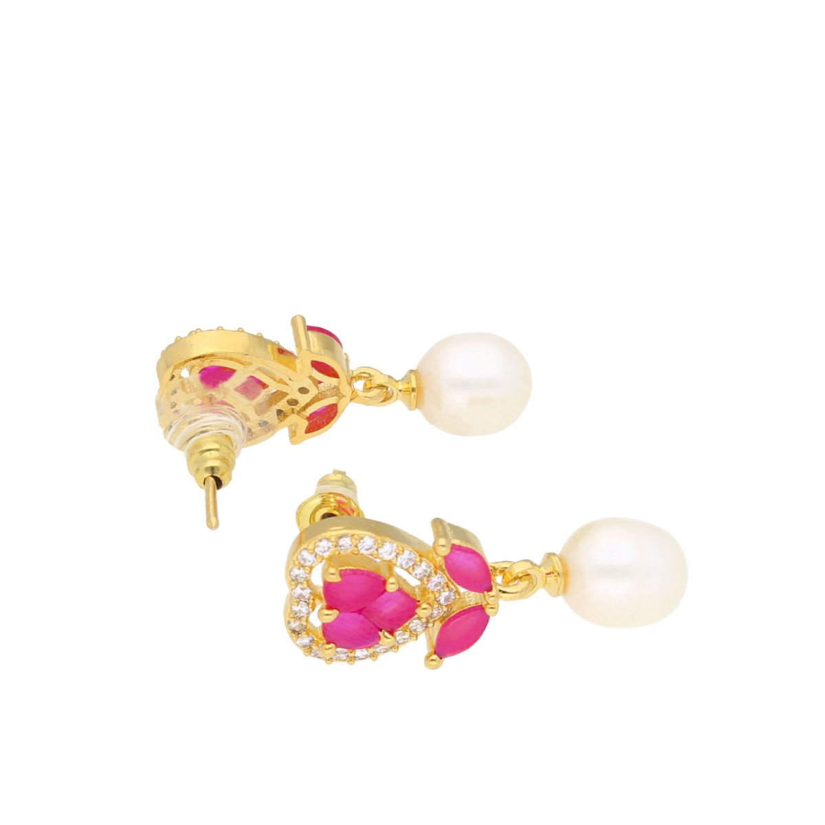 J Pearls Zigzag Pearl Earrings - Real Pearl Jewelry | Swadesiicart