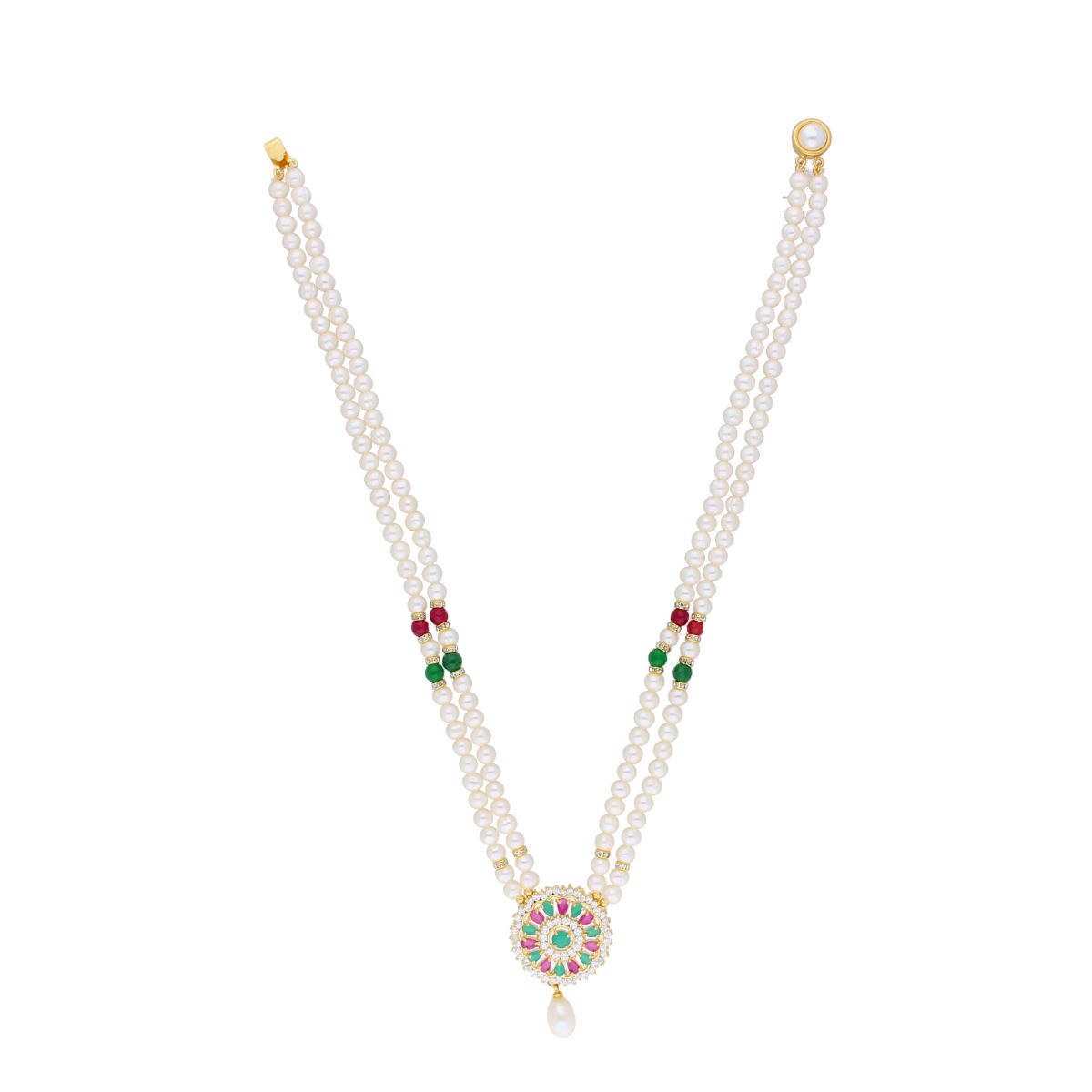 J Pearls Abeedha Pearl Set - Real Pearl Jewelry - Swadesiicart