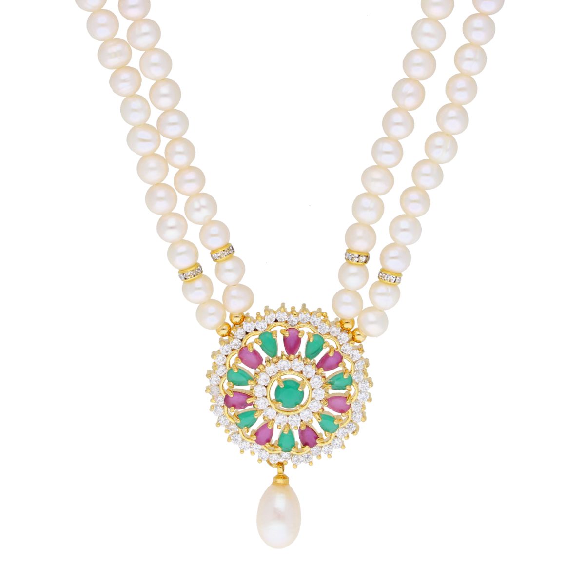 J Pearls Abeedha Pearl Set - Real Pearl Jewelry - Swadesiicart