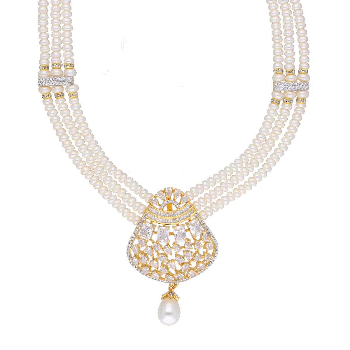 J Pearls Camunda Pearl Set - Real Pearl Jewelry - Swadesiicart