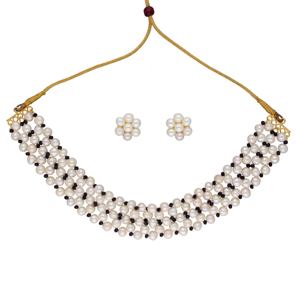 J Pearls Tulsi 1 Line Pearl Choker - Real Pearl Jewelry | Swadesiicart