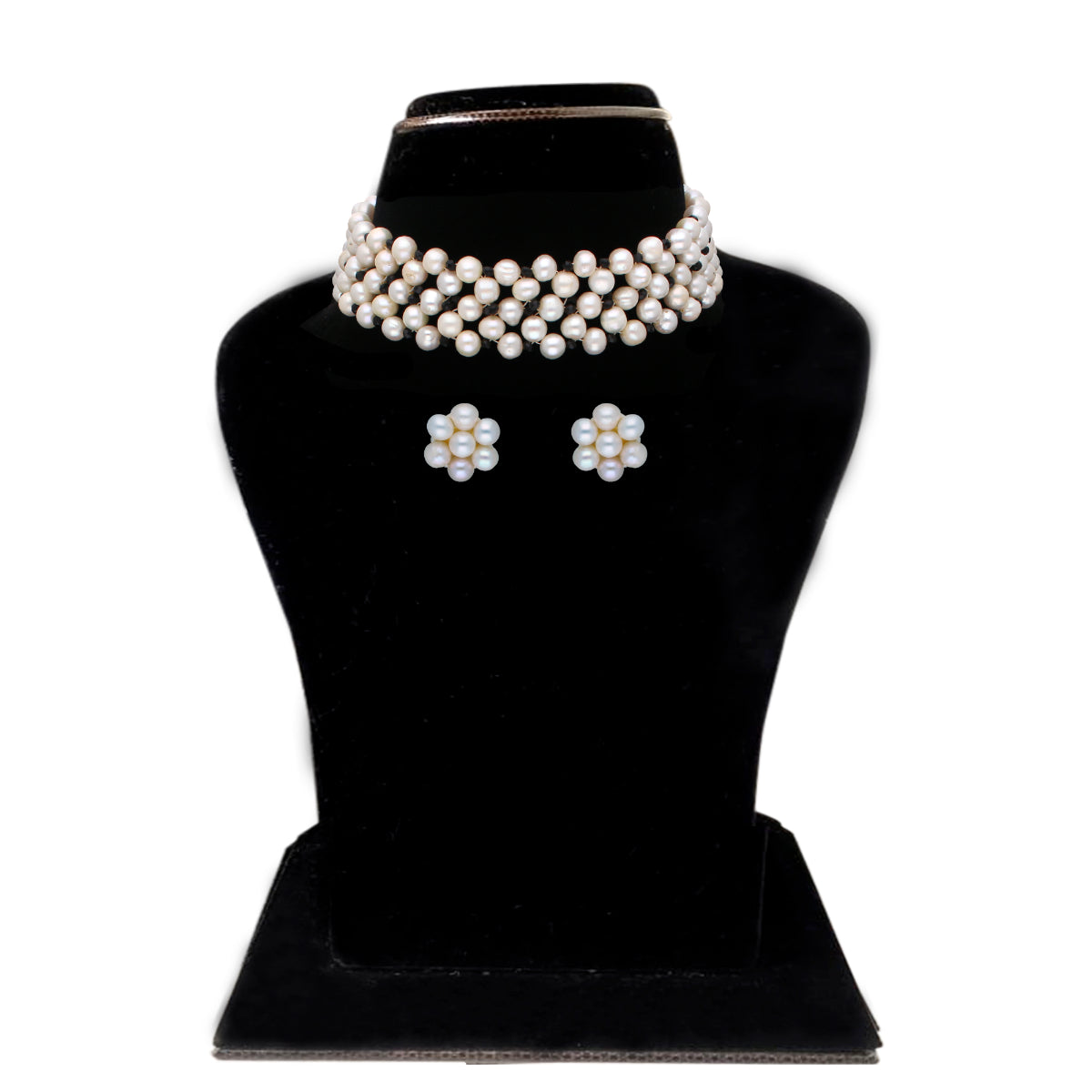 J Pearls Tulsi 1 Line Pearl Choker - Real Pearl Jewelry | Swadesiicart