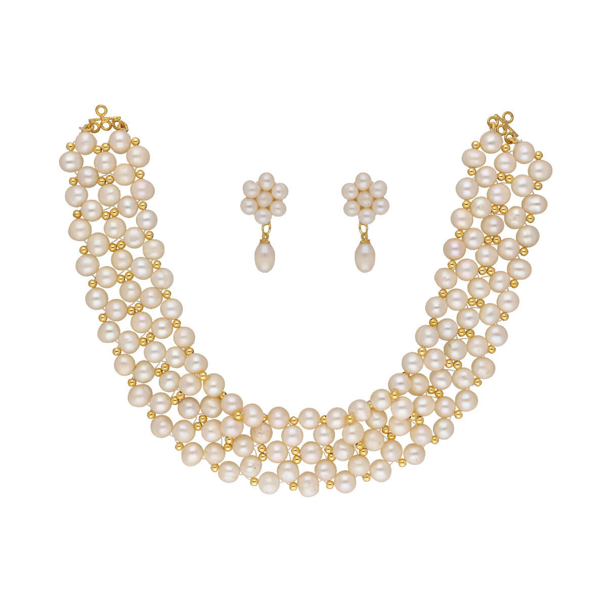 J Pearls Abarna 1 Line Pearl Choker - Real Pearl Jewelry | Swadesiicart