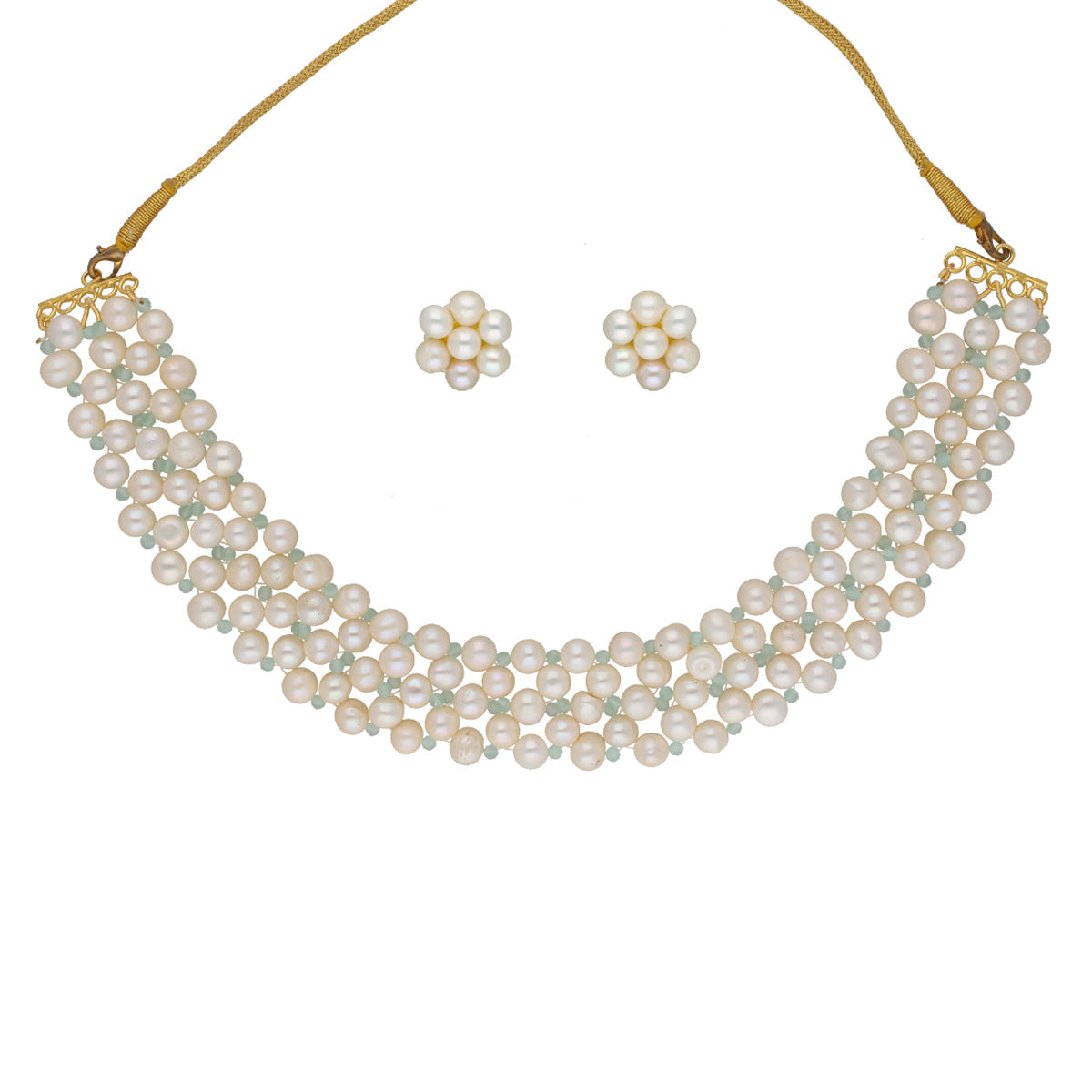 J Pearls Navishka 1 Line Pearl Choker - Real Pearl Jewelry | Swadesiicart