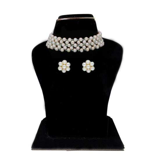 J Pearls Navishka 1 Line Pearl Choker - Real Pearl Jewelry | Swadesiicart