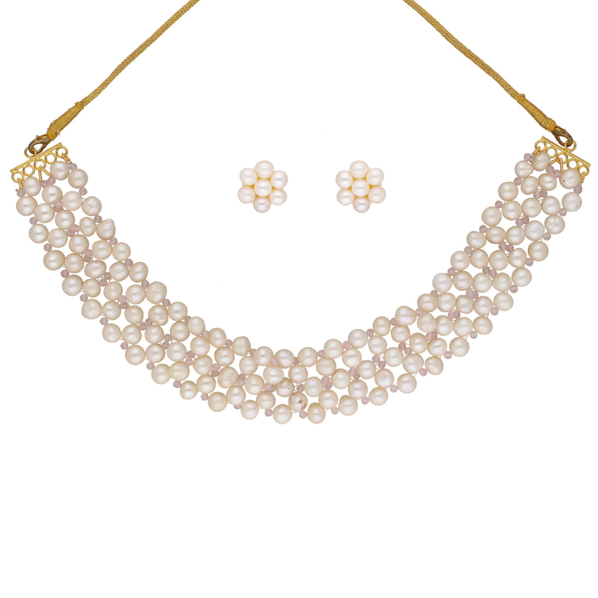 J Pearls Cherry 1 Line Pearl Choker - Real Pearl Jewelry | Swadesiicart