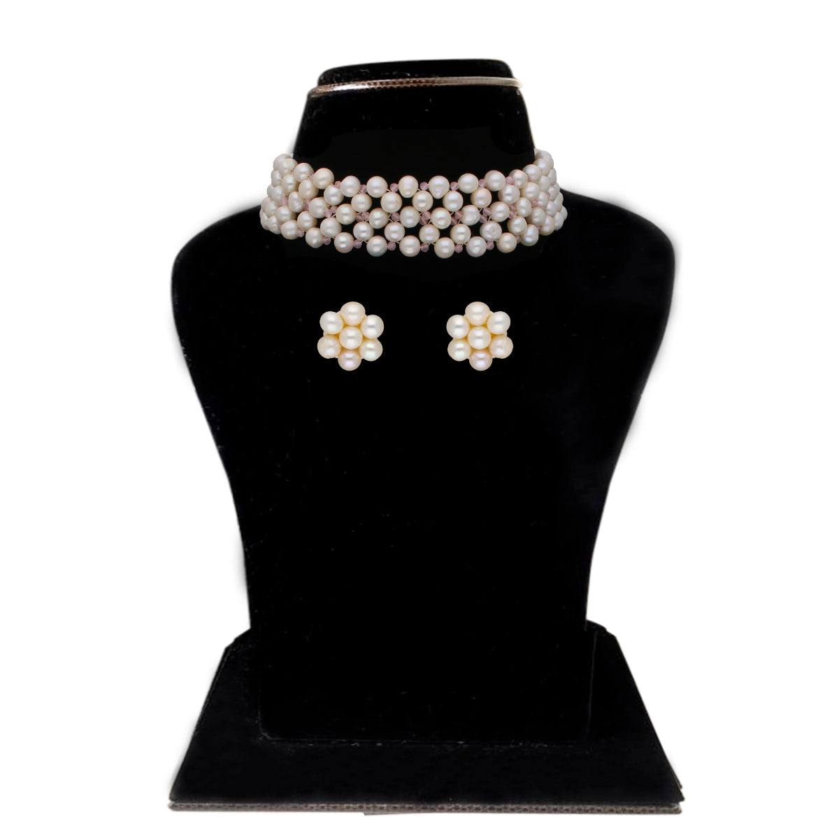 J Pearls Cherry 1 Line Pearl Choker - Real Pearl Jewelry | Swadesiicart