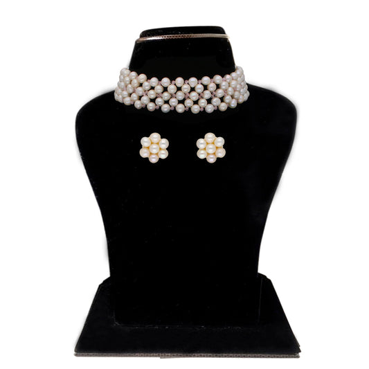 J Pearls Cherry 1 Line Pearl Choker - Real Pearl Jewelry | Swadesiicart