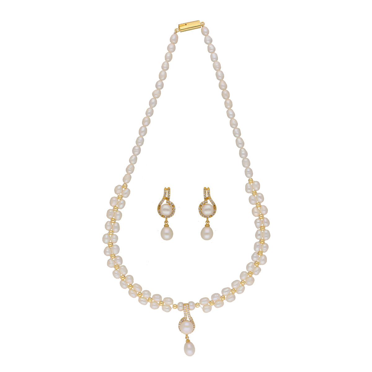 J Pearls Dharti 1 Line Pearl Sets - Real Pearl Jewelry - Swadesiicart
