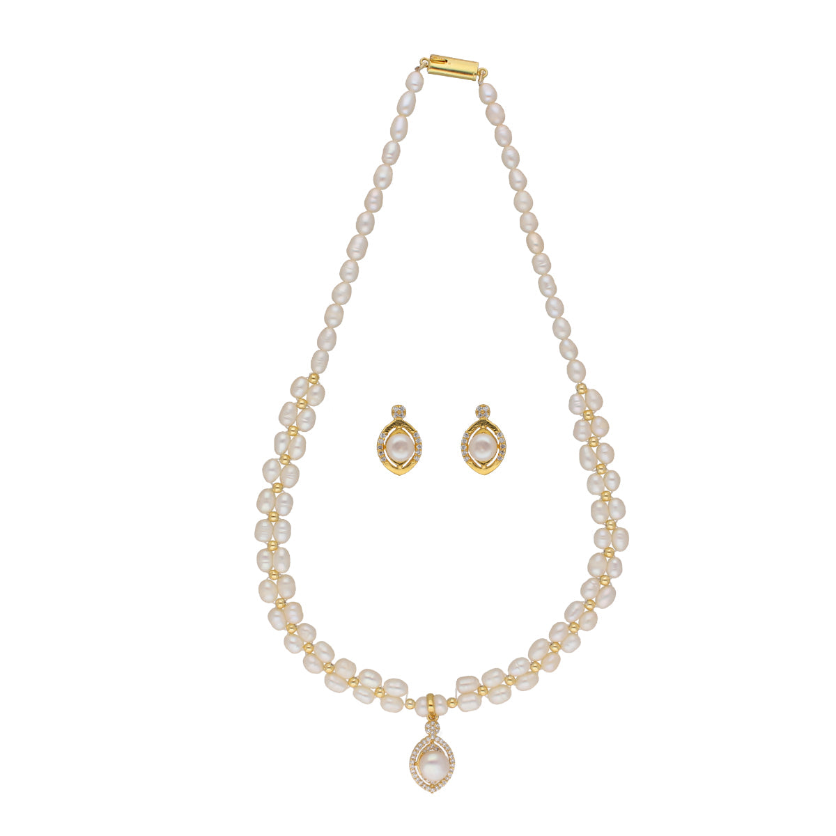 J Pearls Dhena 1 Line Pearl Sets - Real Pearl Jewelry - Swadesiicart