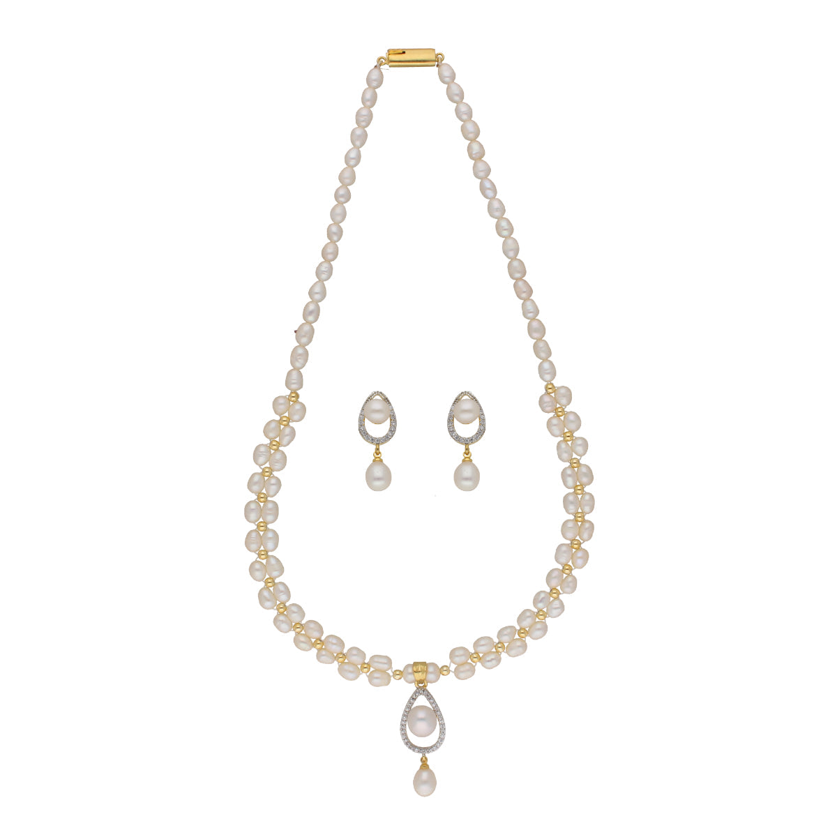 J Pearls Badarika 1 Line Pearl Sets - Real Pearl Jewelry - Swadesiicart