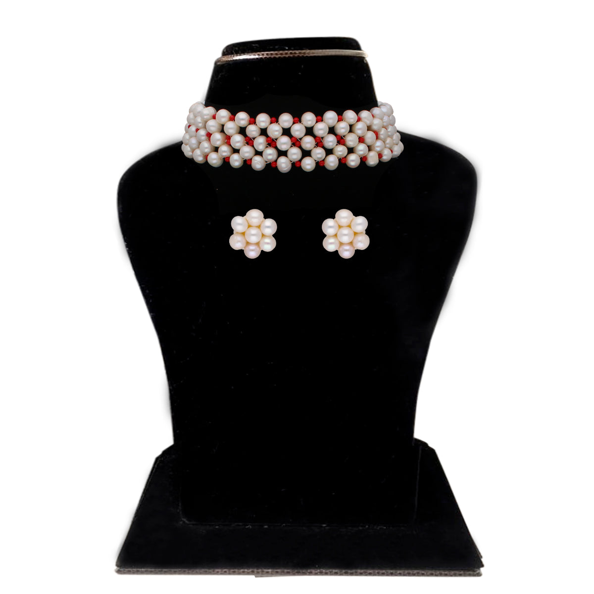 J Pearls Eeshta 1 Line Pearl Choker - Real Pearl Jewelry | Swadesiicart