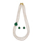 J Pearls Badari 3 Lines Pearl Set - Real Pearl Jewelry - Swadesiicart