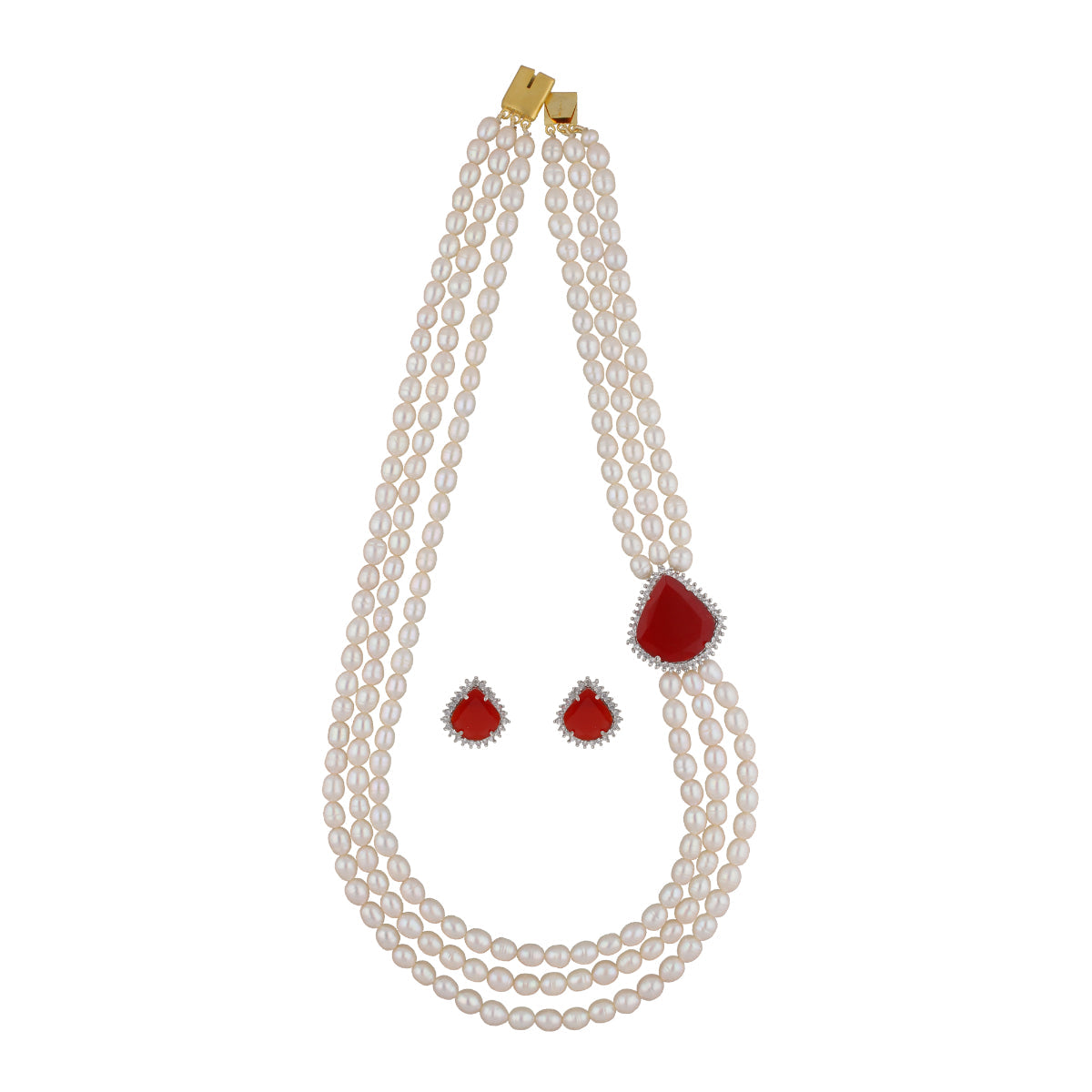 J Pearls Dheera 3 Lines Pearl Choker - Real Pearl Jewelry | Swadesiicart