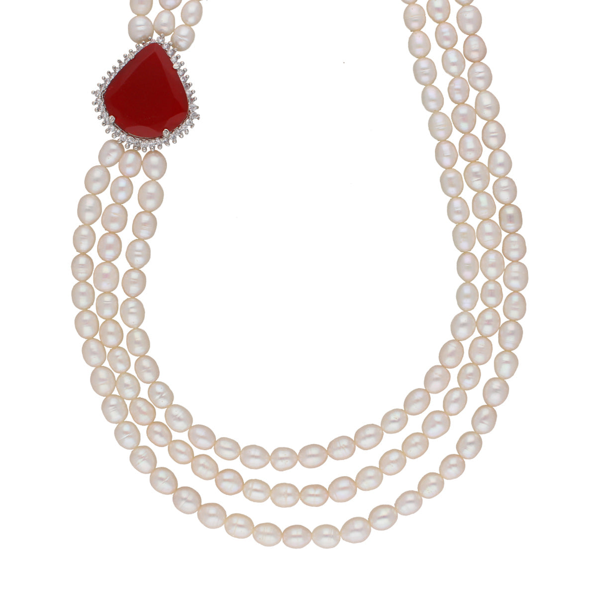 J Pearls Dheera 3 Lines Pearl Choker - Real Pearl Jewelry | Swadesiicart