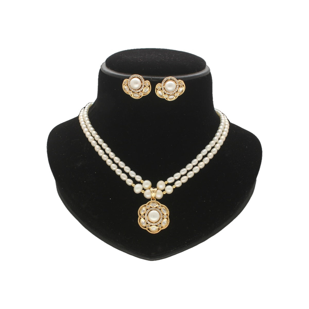 J Pearls Lekha 2 Lines Pearl Necklace | Swadesiicart