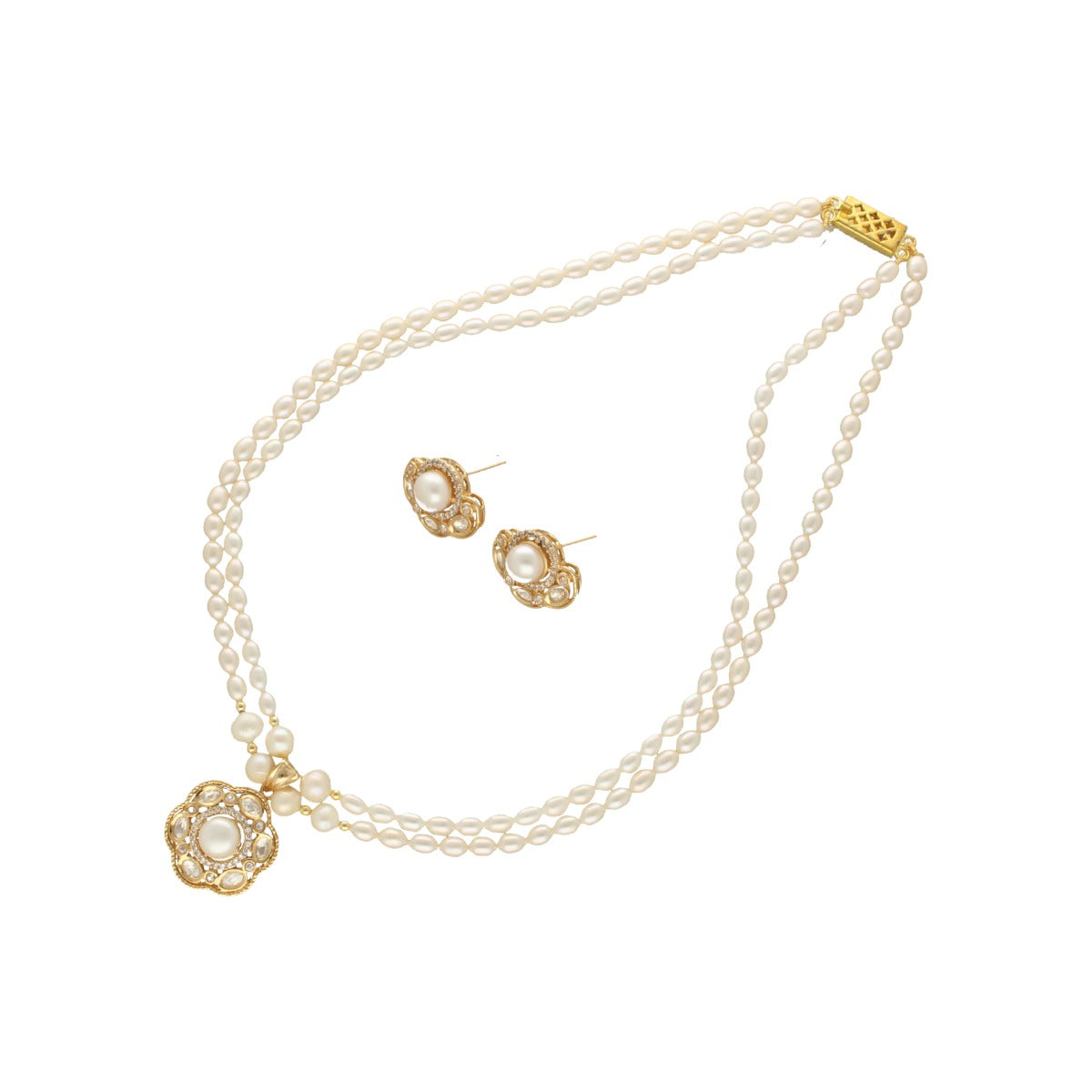 J Pearls Lekha 2 Lines Pearl Necklace | Swadesiicart