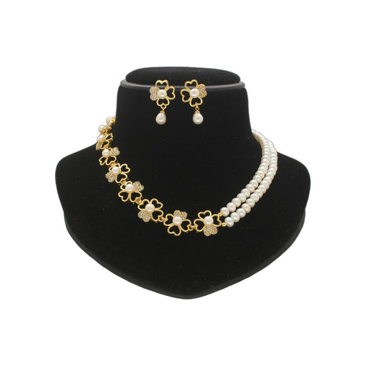 J Pearls Leena 2 Lines Pearl Necklace | Swadesiicart