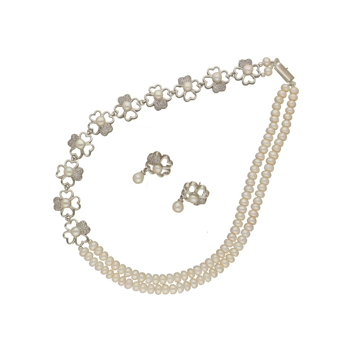 J Pearls Lipika 2 Lines Pearl Necklaces | Swadesiicart