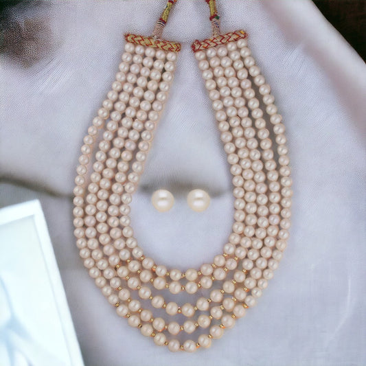 J Pearls Saanvi 5 Lines Pearl Necklaces | Swadesiicart