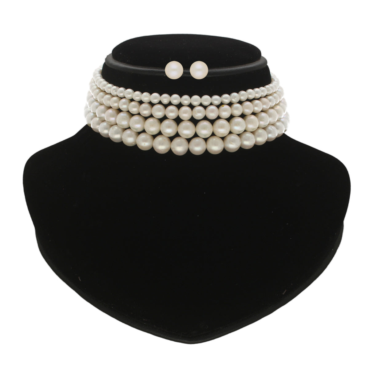 J Pearls Naira 4 Lines Pearl Choker Set | Swadesiicart