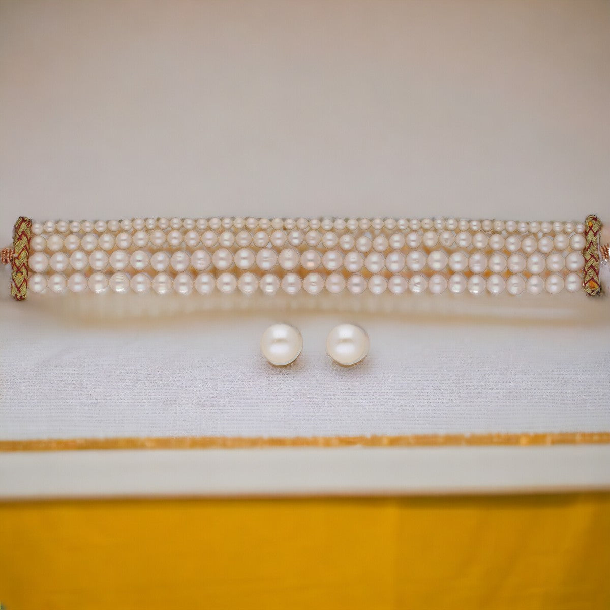 J Pearls Naira 4 Lines Pearl Choker Set | Swadesiicart