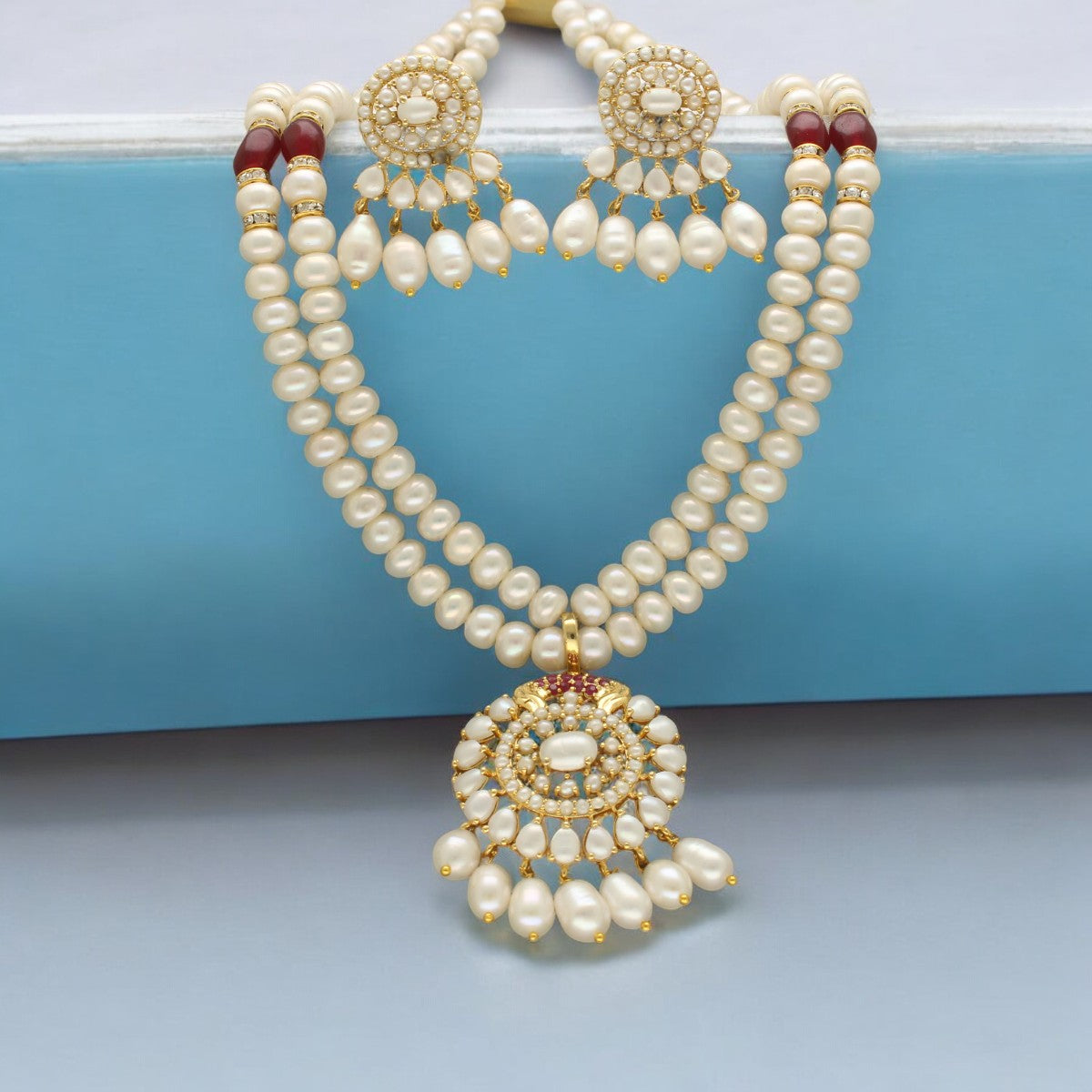 J Pearls Charish Pearl Necklace Set - Swadesiicart