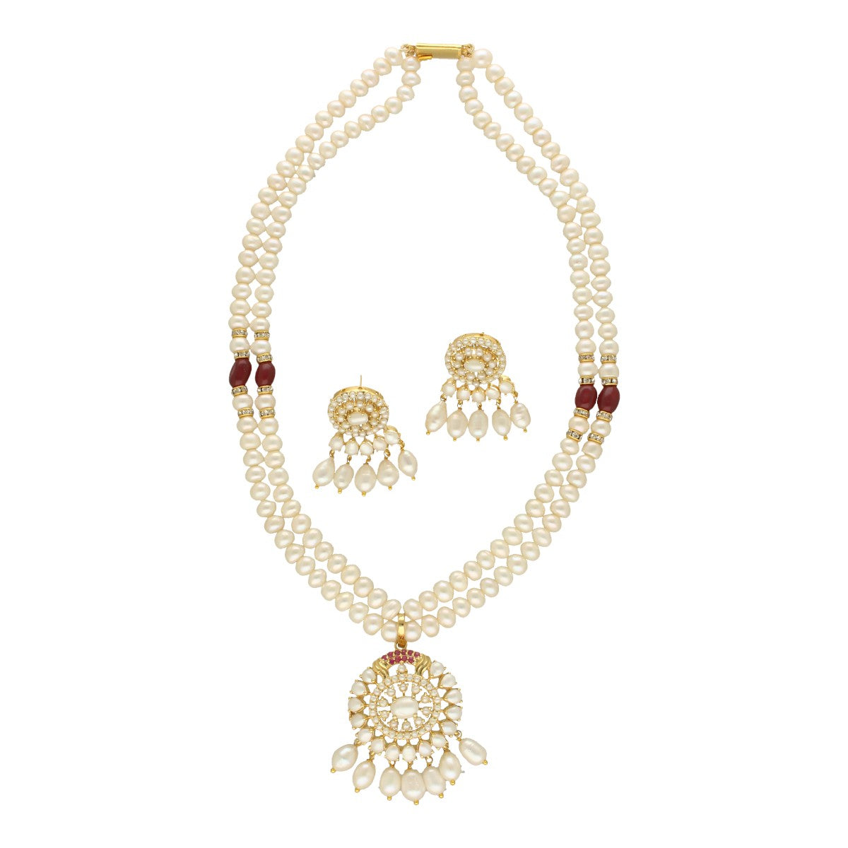 J Pearls Charish Pearl Necklace Set - Swadesiicart