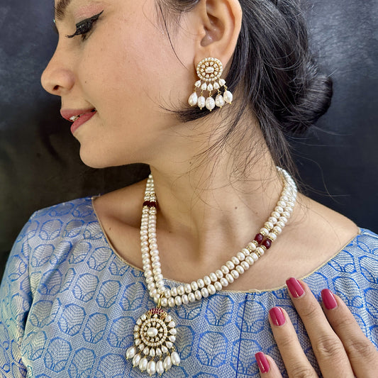 J Pearls Charish Pearl Necklace Set - Swadesiicart