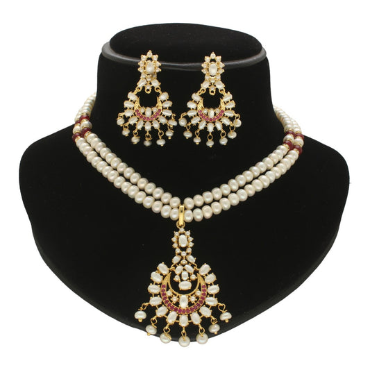 J Pearls Ishir Glowing Pearl Necklace Set - Swadesiicart