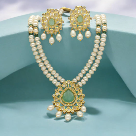 J Pearls Shalin Exquisite Pearl Necklace Set - Swadesiicart