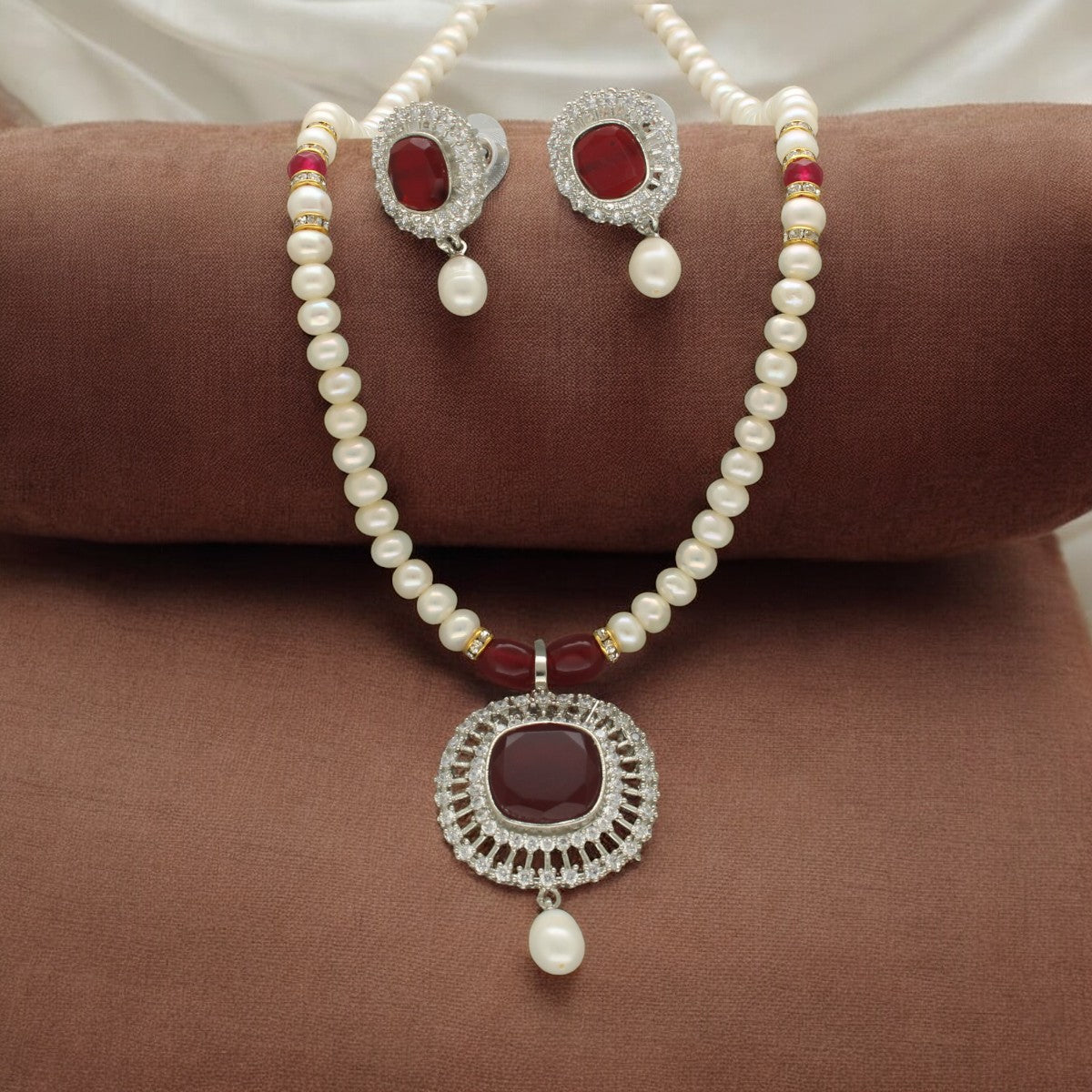 J Pearls Starlit Splendor Pearl Necklace Set - Swadesiicart