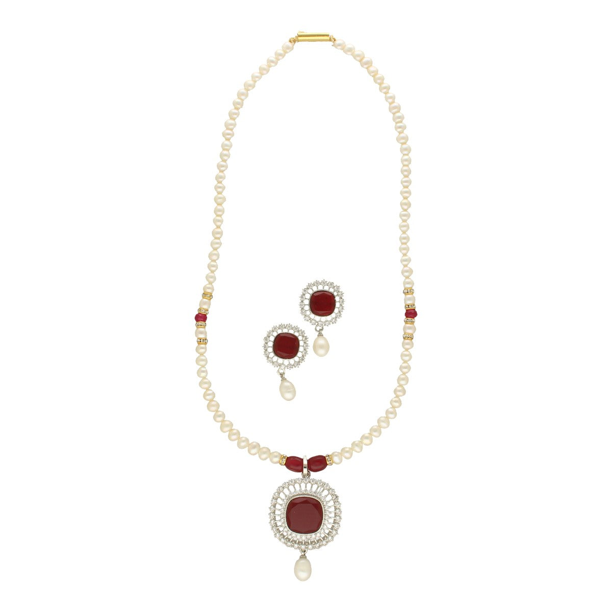 J Pearls Starlit Splendor Pearl Necklace Set - Swadesiicart