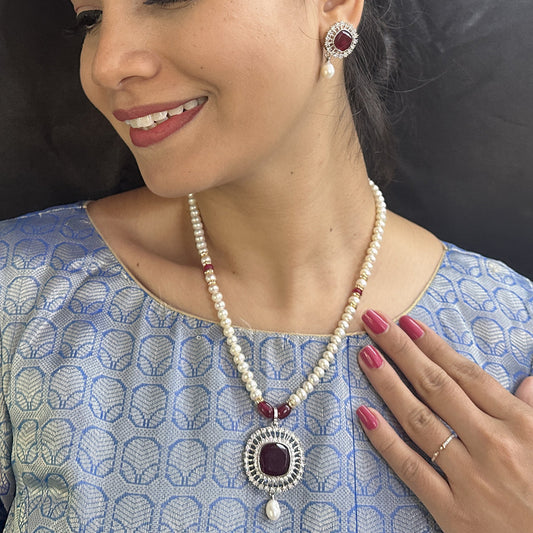 J Pearls Starlit Splendor Pearl Necklace Set - Swadesiicart