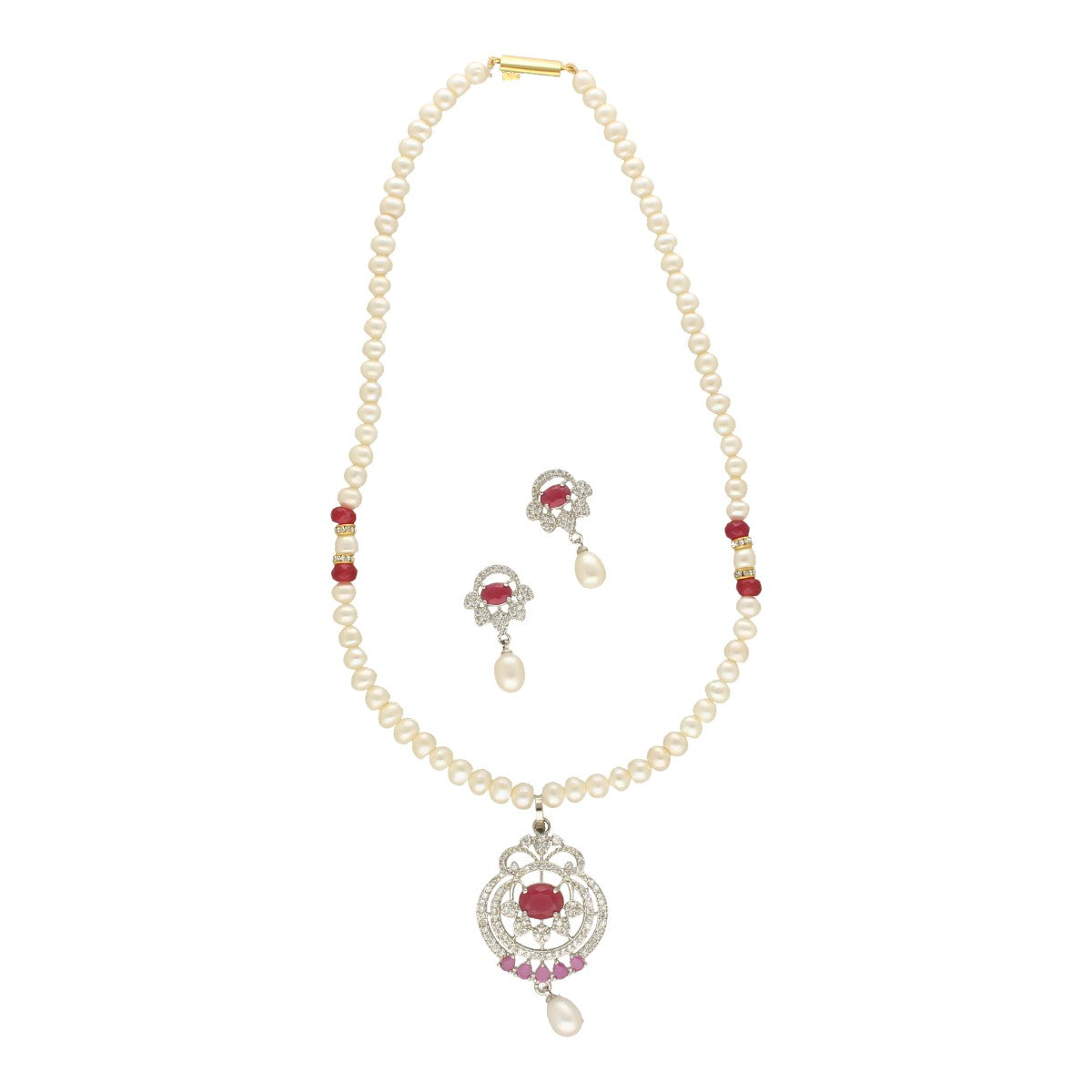 J Pearls Falak Pearl Necklace Set - Swadesiicart