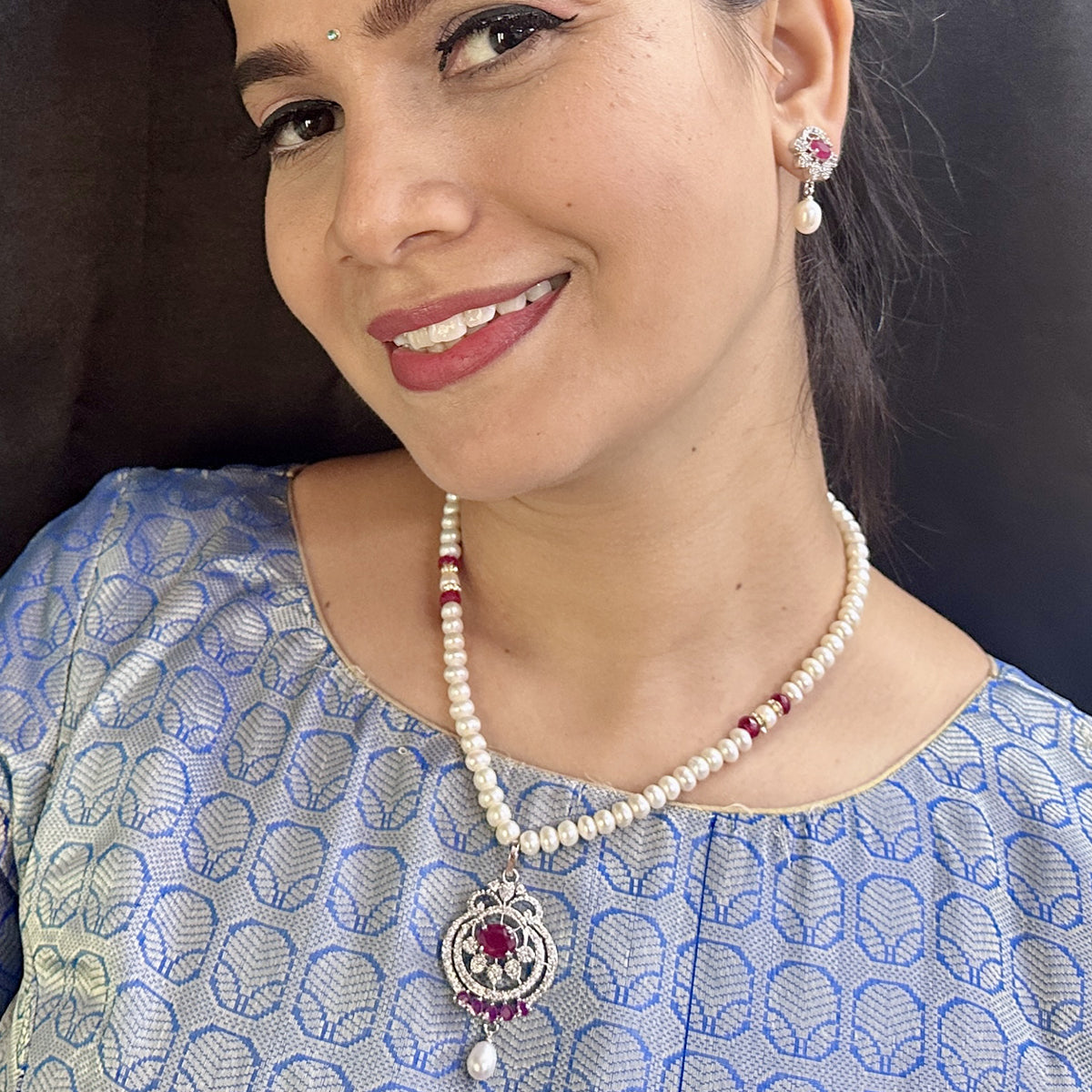 J Pearls Falak Pearl Necklace Set - Swadesiicart