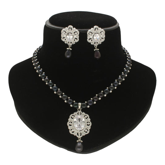 J Pearls Pran Pearl Necklace Set - Swadesiicart