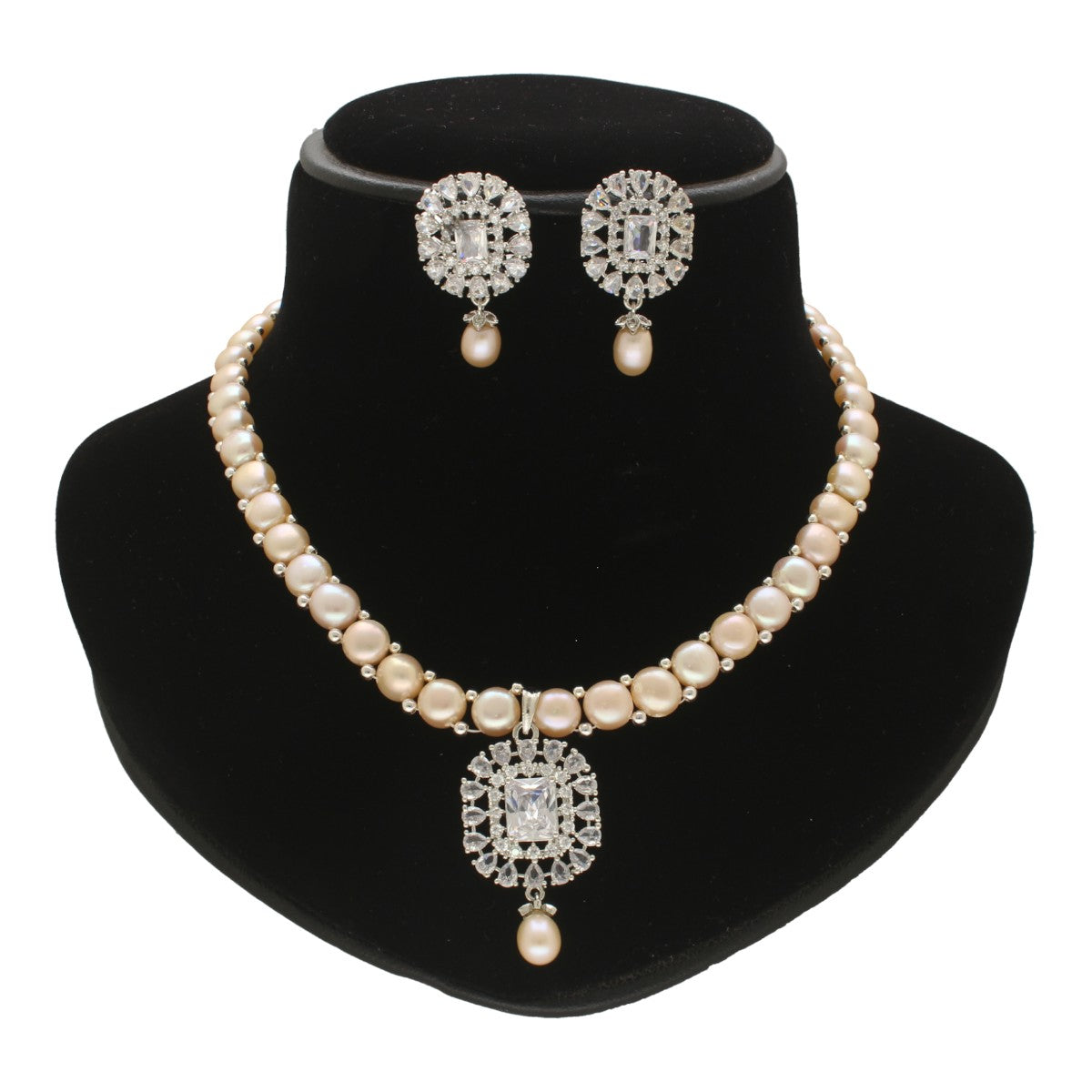 J Pearls Sublime Shimmer Pearl Necklace Set - Swadesiicart