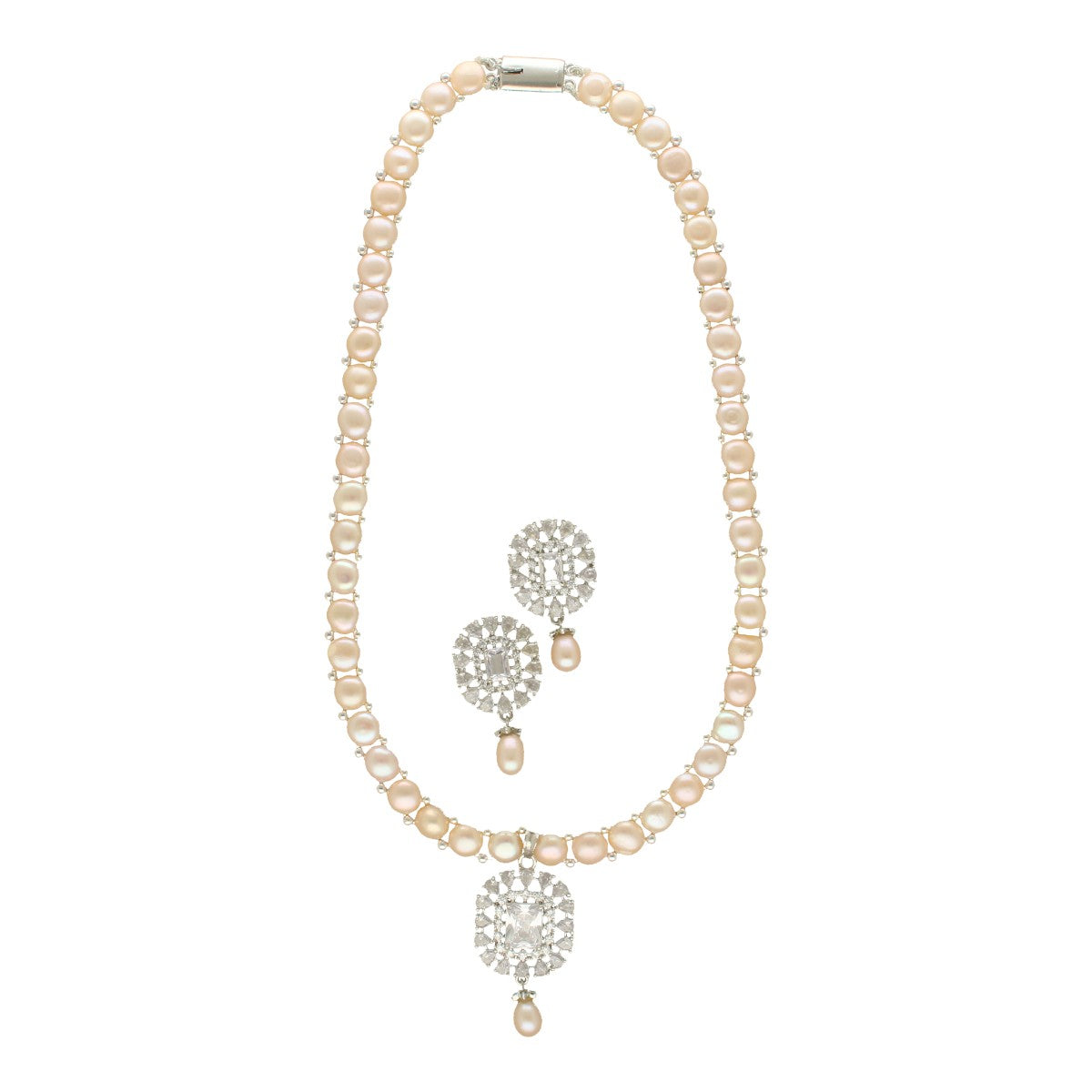 J Pearls Sublime Shimmer Pearl Necklace Set - Swadesiicart