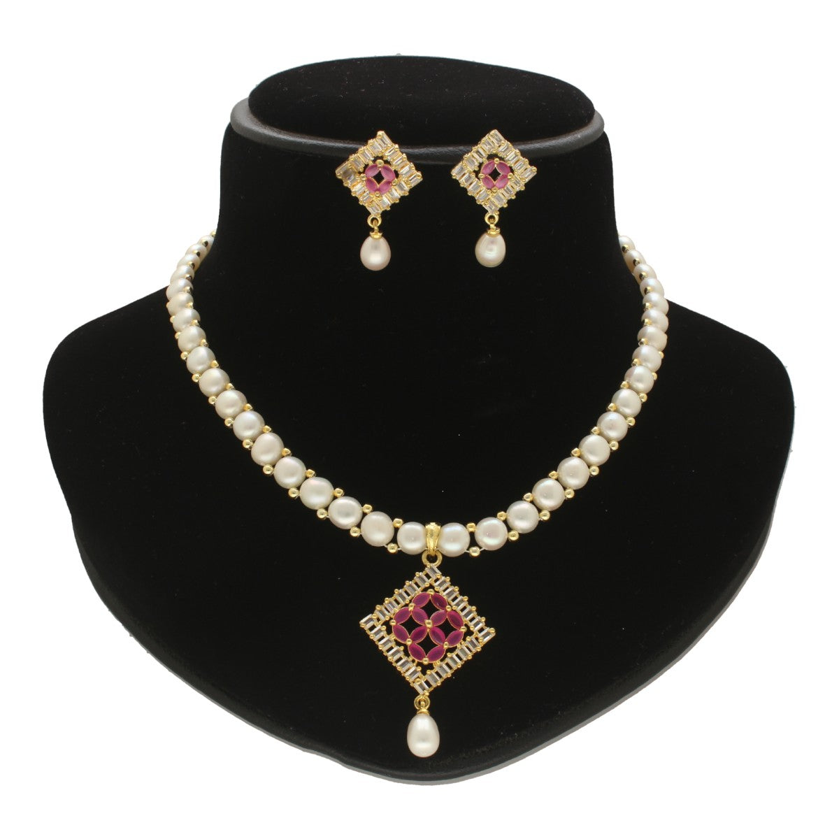 J Pearls Tanvi Pearl Necklace Set - Swadesiicart