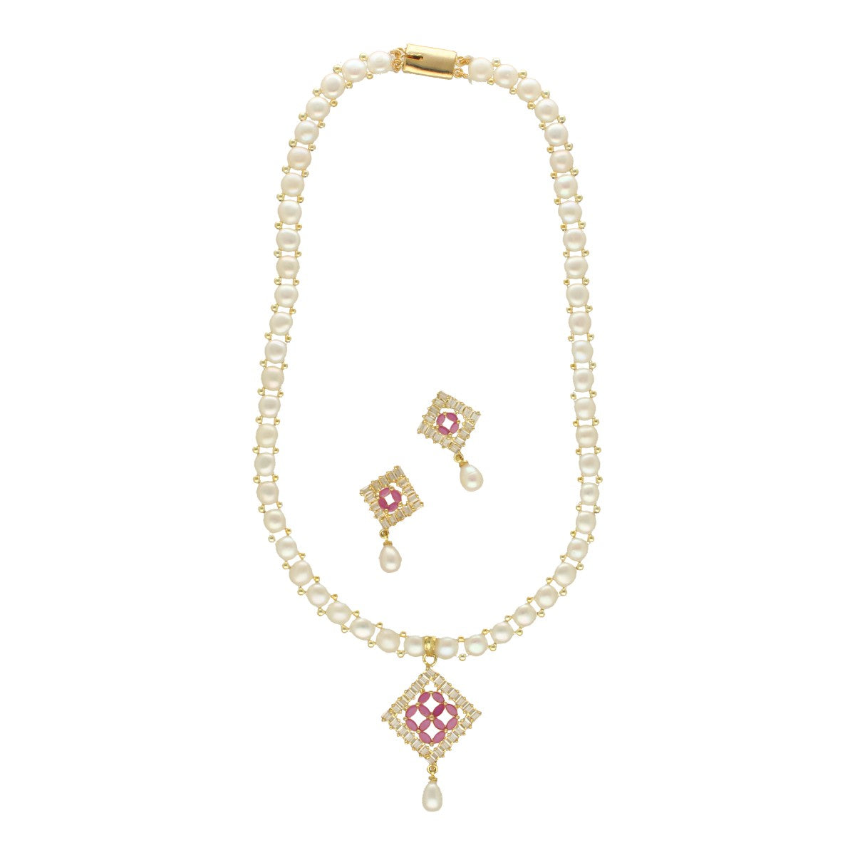 J Pearls Tanvi Pearl Necklace Set - Swadesiicart
