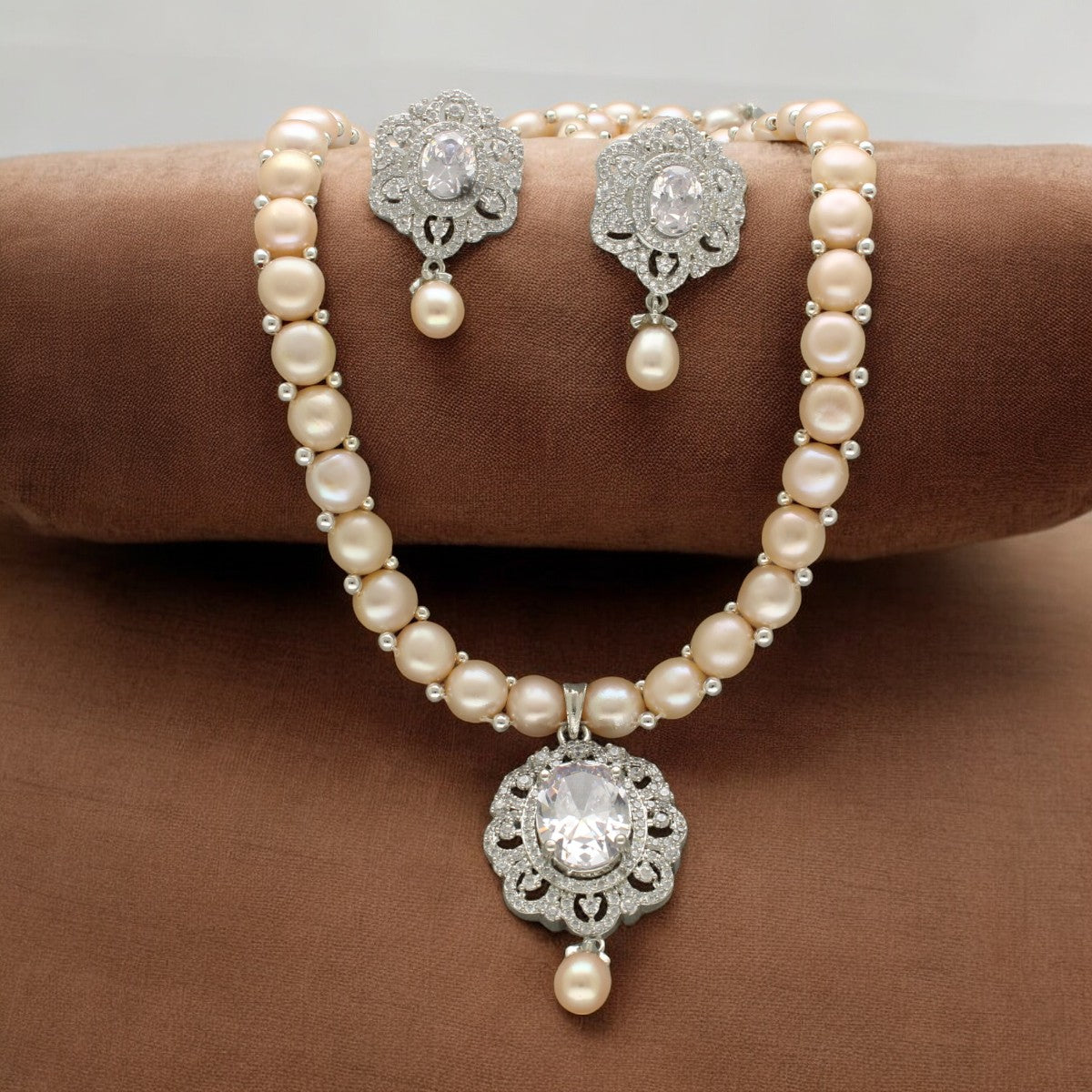 J Pearls Luxe Luminescence Pearl Necklace Set - Swadesiicart