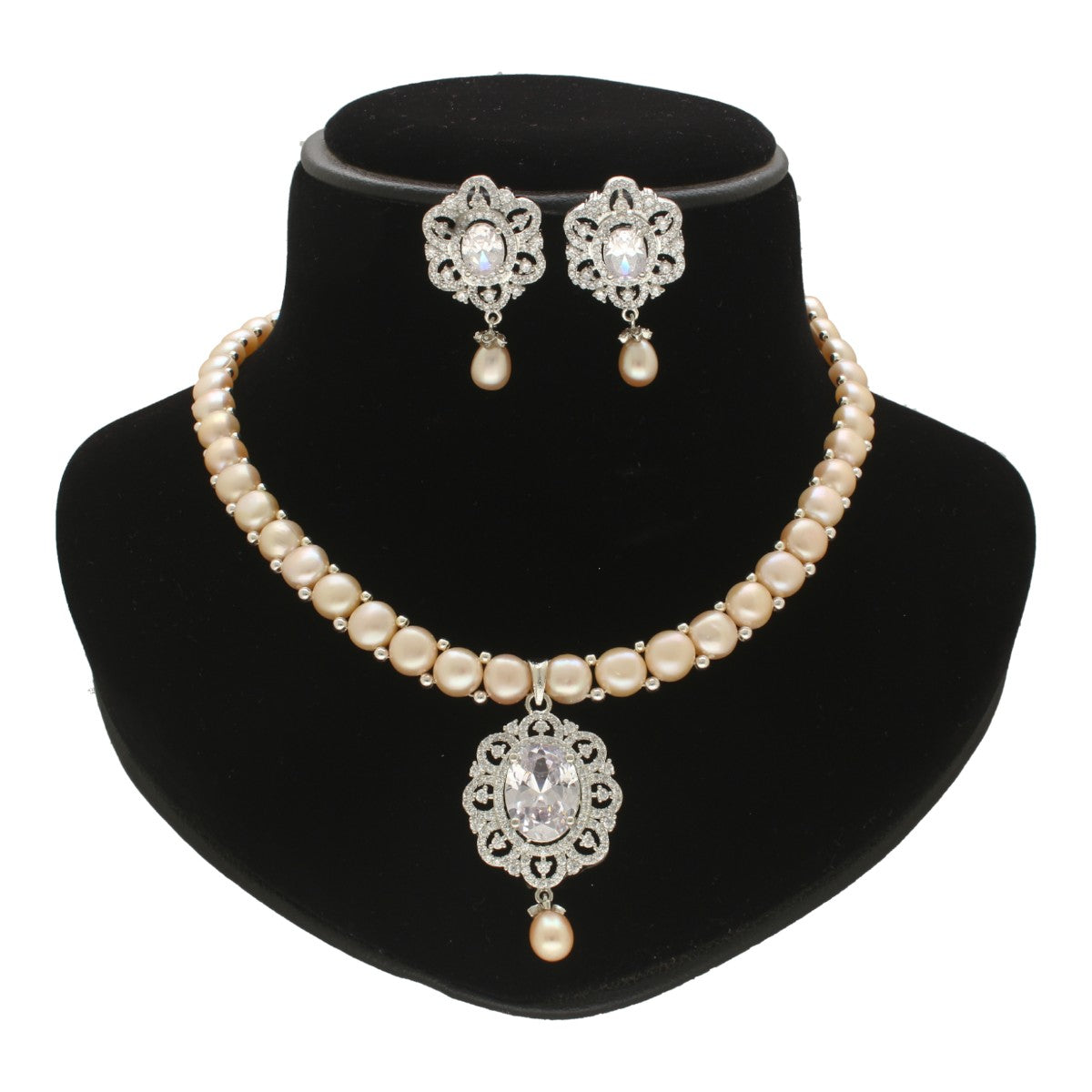 J Pearls Luxe Luminescence Pearl Necklace Set - Swadesiicart
