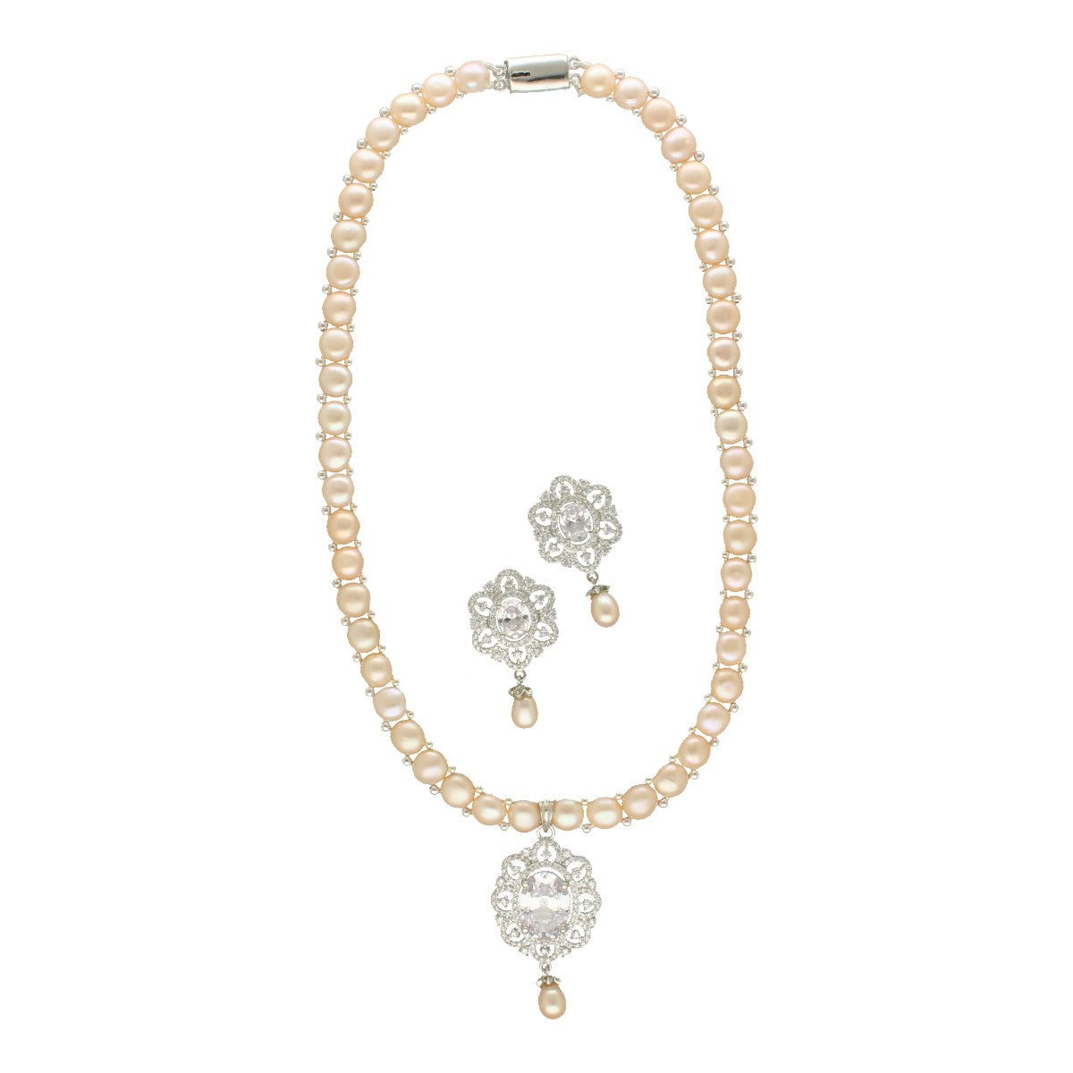 J Pearls Luxe Luminescence Pearl Necklace Set - Swadesiicart